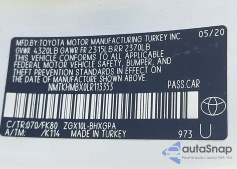 2020 Toyota C-Hr Xle from USA, damaged, VIN NMTKHMBX0LR113353